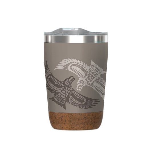 Cork Base Travel Mugs - Raven by Paul Windsor, 12 oz - Paul Windsor - Kitchenware - Pentlatch Gallery - Aboriginal Art - Parksville, BC, Canada