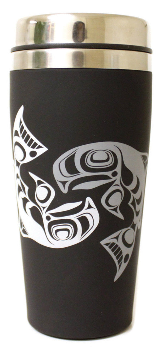 Travel Mug - Salmon by Ryan Cranmer - Ryan Cranmer - Kitchenware - Pentlatch Gallery - Aboriginal Art - Parksville, BC, Canada