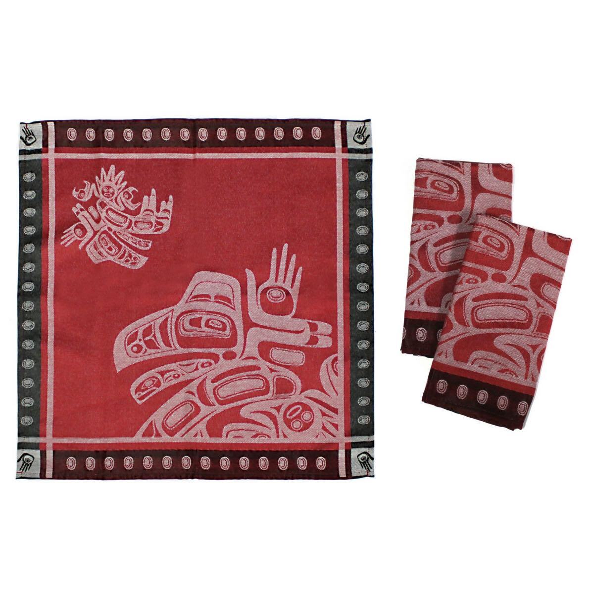 Northwest Napkin - Running Raven by Morgan Asoyuf - Morgan Asoyuf - Kitchenware - Pentlatch Gallery - Aboriginal Art - Parksville, BC, Canada