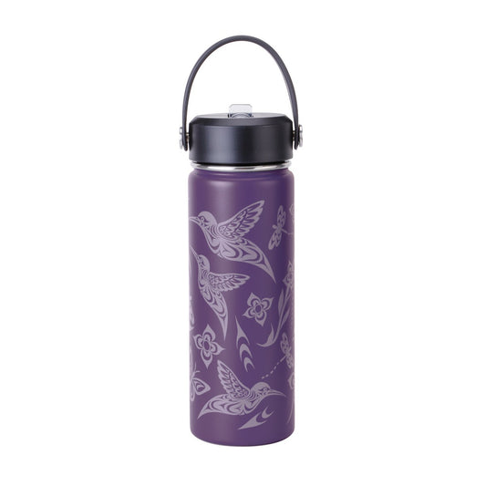 Wide Mouth Insulated Bottles - Hummingbird by Simone Diamond, 21 oz - Simone Diamond - Kitchenware - Pentlatch Gallery - Aboriginal Art - Parksville, BC, Canada